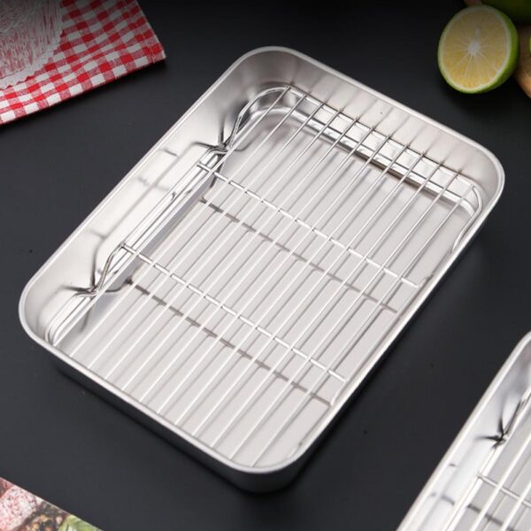 Stainless Steel Baking Tray with Removable Cooling Rack - Image 5