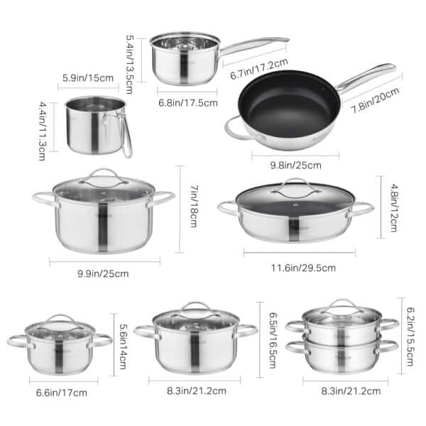 Stainless Steel 14-Piece Cookware Set - Image 2