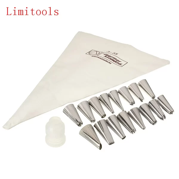 Cream Pastry Piping  Bag + 16 Stainless Steel Nozzle Set +1 Converter DIY Cake Decorating Tools 18PCS/Set