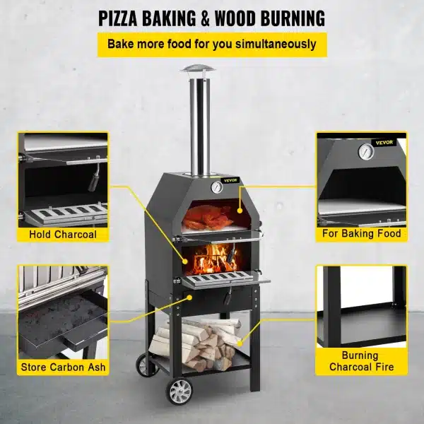 VEVOR  Outdoor 12" Wood Fried Pizza Oven - Image 3