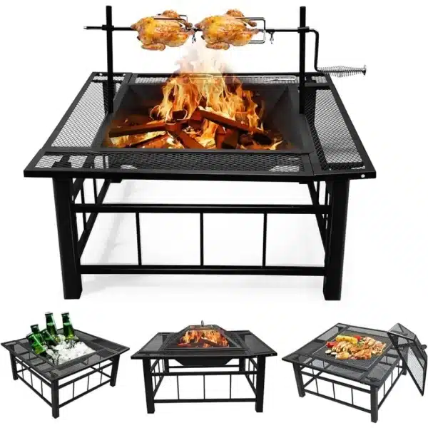 Fire Pit Table with Swivel Grill 32 Inch