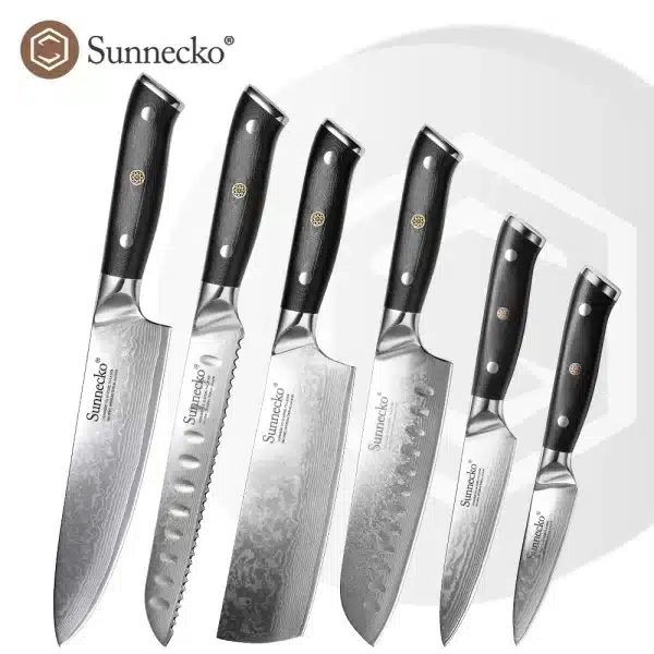 SUNNECKO 6pcs Damascus Steel Kitchen Knife Set - Image 13