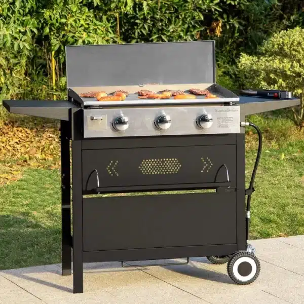 Flat Top Gas Griddle Grill with Lid