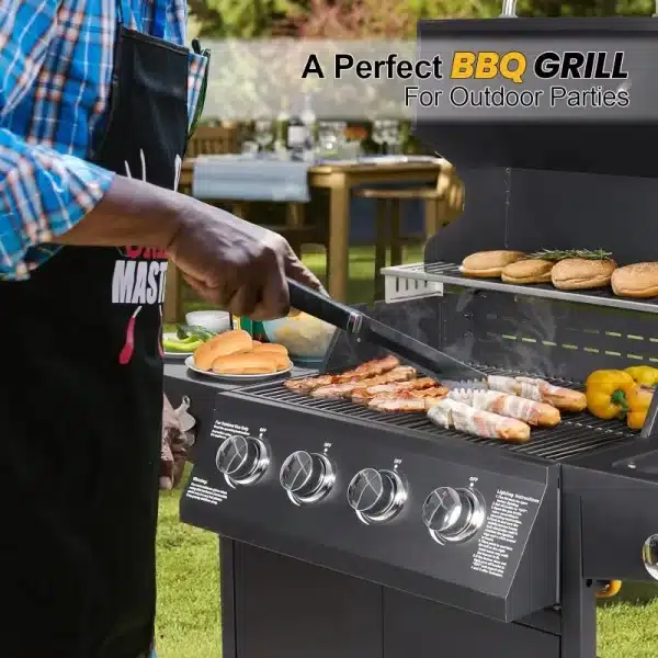 Propane Gas Grill 4 Burners with Side Burner - Image 2