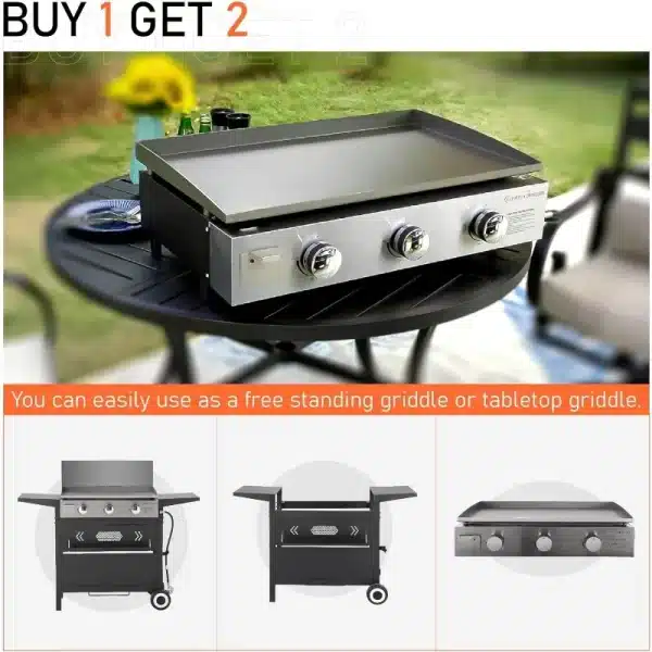 Flat Top Gas Griddle Grill with Lid - Image 3