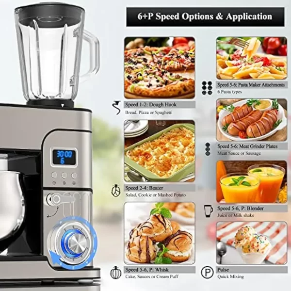 6-IN-1 Stand Mixer, 1200W LCD Display - Image 4