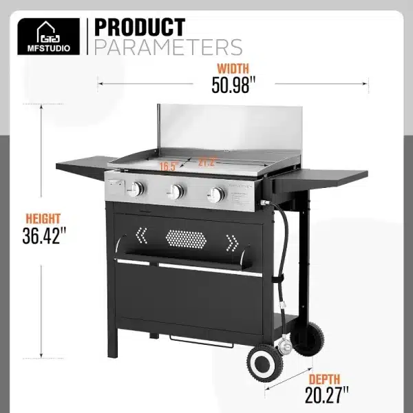 Flat Top Gas Griddle Grill with Lid - Image 6