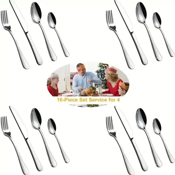 16pcs Stainless Steel Tableware Set - Image 6