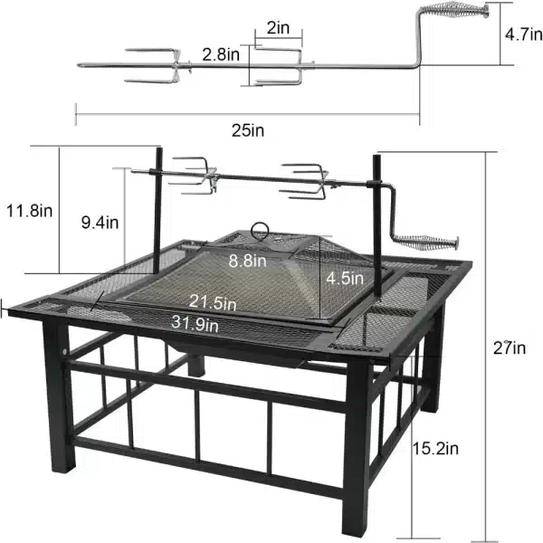 Fire Pit Table with Swivel Grill 32 Inch - Image 3