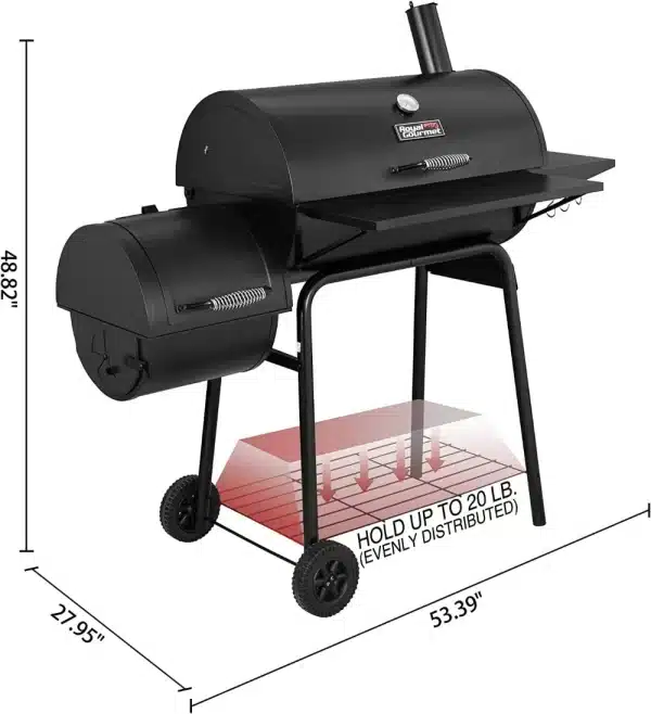 Royal Gourmet 30" BBQ Charcoal Grill and Offset Smoker - Image 4