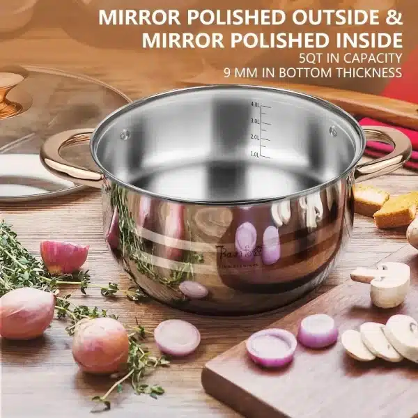 BAERFO 304 Stainless Steel Pots and Pans Set with lids-8 Piece PFOA Free Non Toxic - Image 6