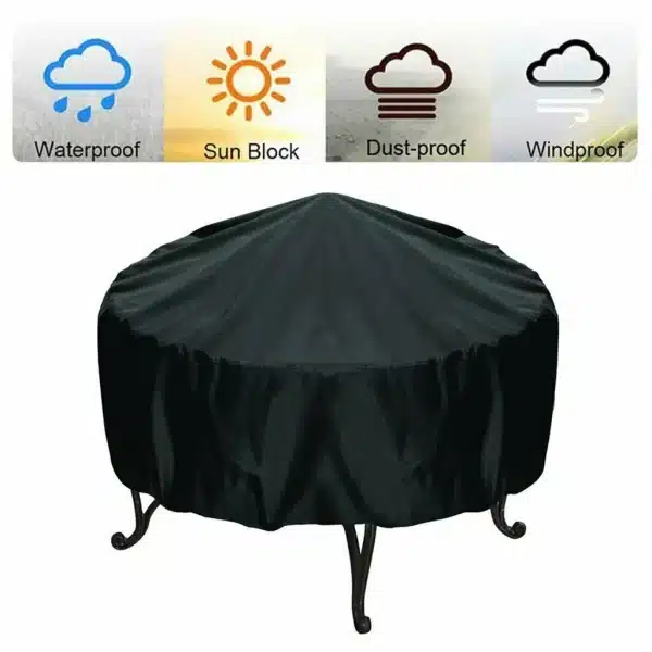 Heavy Duty Grill / Barbecue Cover Round Black - Image 3