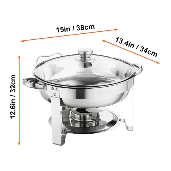 VEVOR 4QT 2-Pack Round Stainless Steel Chafing Dish Set - Image 7