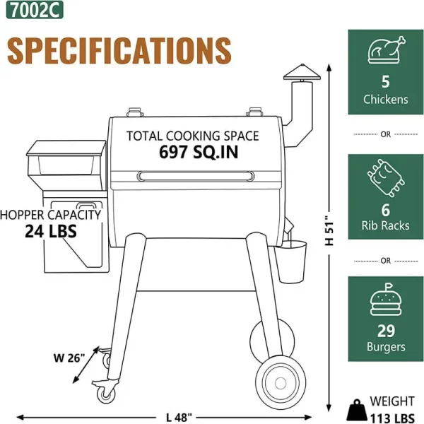 697 sq. in. Pellet Grill & Smoker Bronze - Image 4