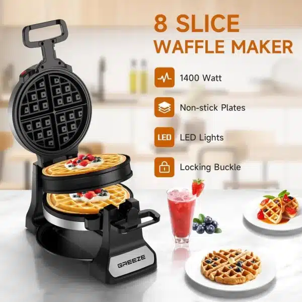 Greeze Double Belgian Waffle Maker - Image 2