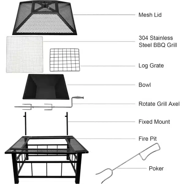 Fire Pit Table with Swivel Grill 32 Inch - Image 4