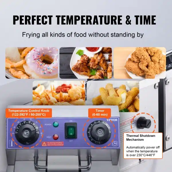 VEVOR  Electric Deep Fryer w/Dual Removable Tanks Commercial Countertop - Image 4