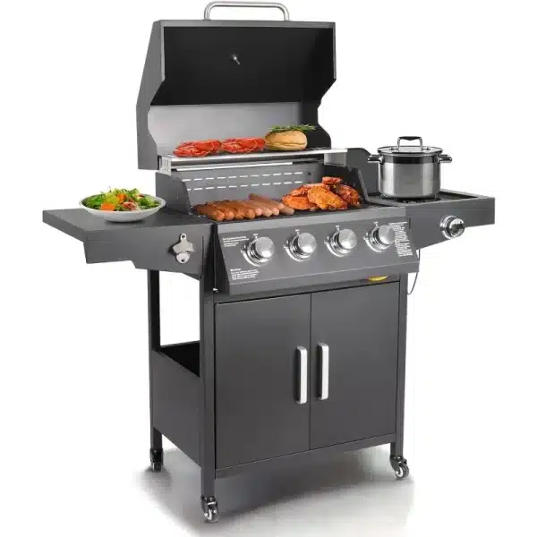 Propane Gas Grill 4 Burners with Side Burner