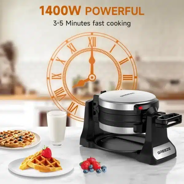 Greeze Double Belgian Waffle Maker - Image 3