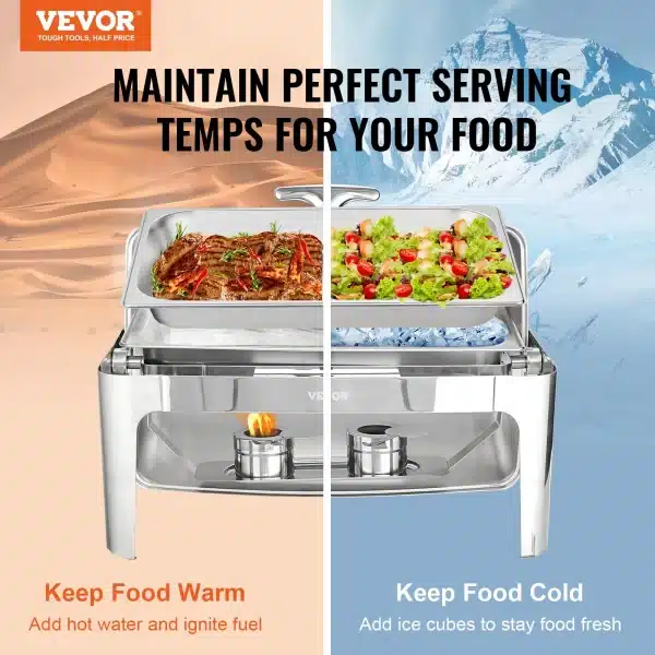 VEVOR 9QT Roll-top Chafing Dish Buffet Set - Image 3