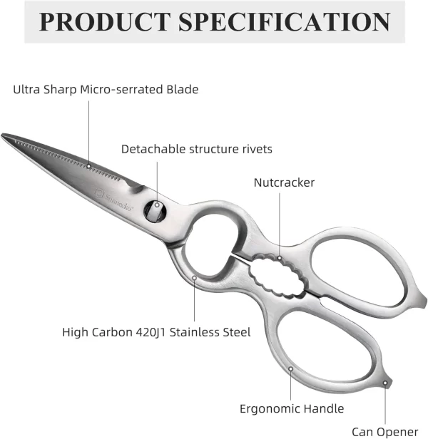 Sunnecko  Stainless Steel Kitchen Scissors - Image 2