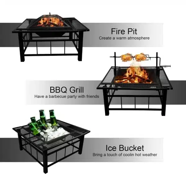 Fire Pit Table with Swivel Grill 32 Inch - Image 5