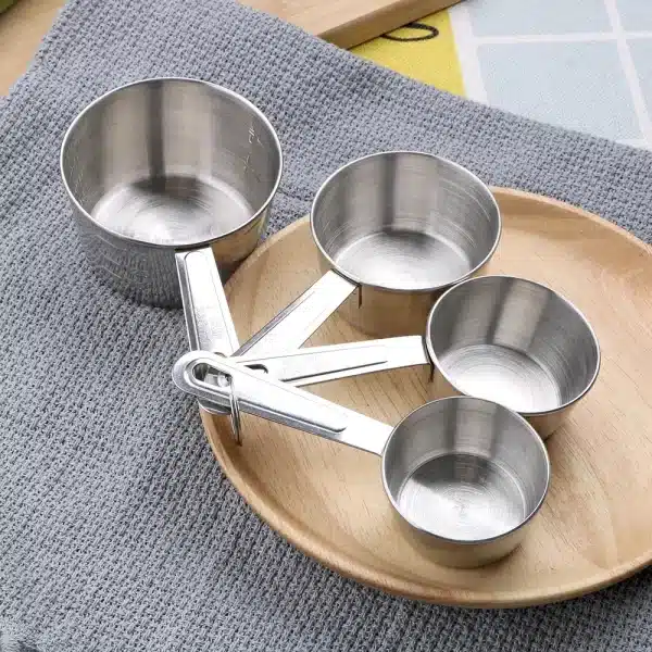 Kichen Accessories Measuring Tools with Scale Baking Tools Stainless Steel 4Pcs/Set Measuring Cup  Flour Food Coffee Cooking