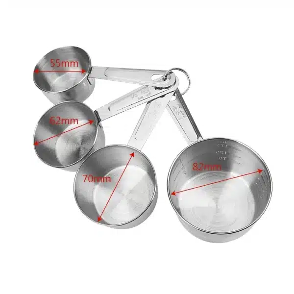 Kichen Accessories Measuring Tools with Scale Baking Tools Stainless Steel 4Pcs/Set Measuring Cup  Flour Food Coffee Cooking - Image 4