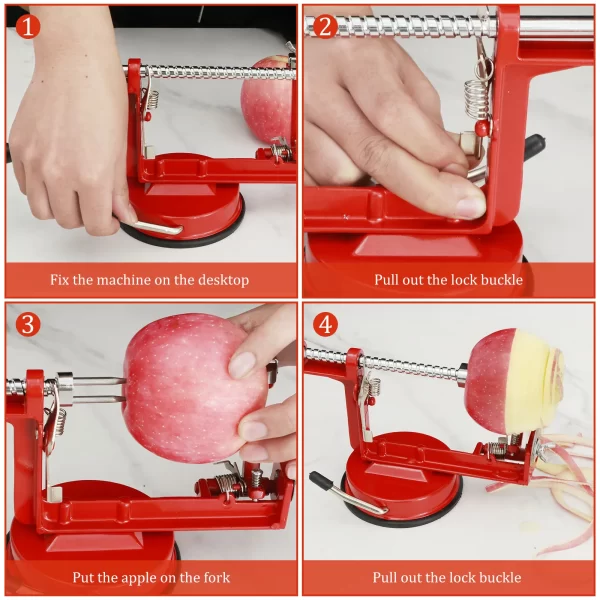 3 In 1 Fruit Peeler Machine Hand Crank Fruit Slicer Corer Apple Skin Cutter Peeling Tool Sharp Fruit Peel Remover Kitchen Gadget - Image 5