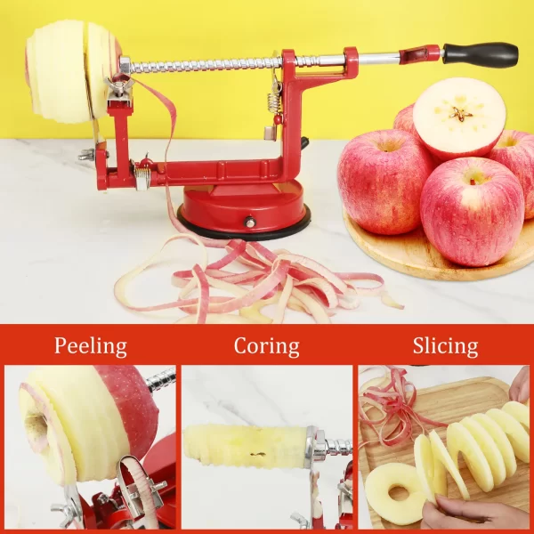 3 In 1 Fruit Peeler Machine Hand Crank Fruit Slicer Corer Apple Skin Cutter Peeling Tool Sharp Fruit Peel Remover Kitchen Gadget - Image 3