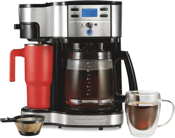 2-Way 12 Cup Programmable Drip Coffee Maker & Single Serve Machine, Glass Carafe, Auto Pause and Pour, Black (49980R) - Image 7