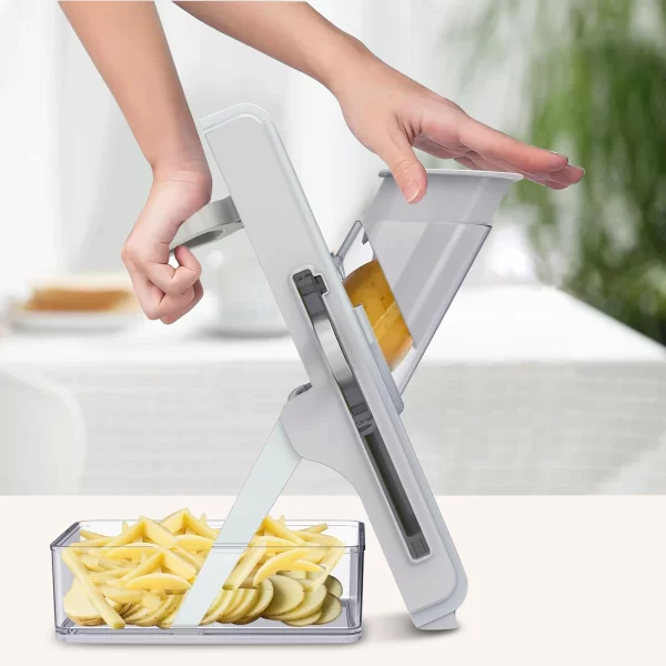 Mandoline Slicer, 4-in-1 Vegetable Chopper and Food Slicer for Kitchen, Adjustable Stainless Steel Slicing and Dicing, Safe - Image 4