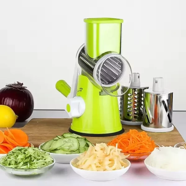 Manual Rotary Vegetable Slicer Cutter Kitchen Vegetable Cheese Grater Chopper with 3 Sharp Stainless Steel Drums - Image 4