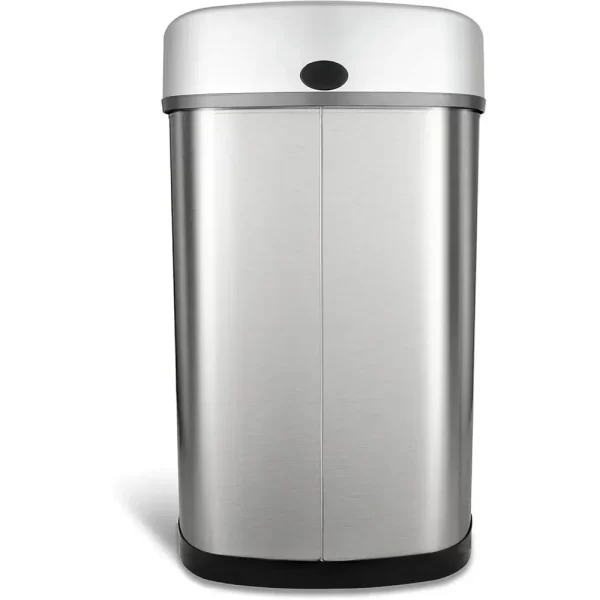 Automatic Touchless Infrared Motion Sensor Trash Can, 13 Gal 50L, Stainless Steel Base (Oval, Silver/Black Lid)Quality Materials - Image 6