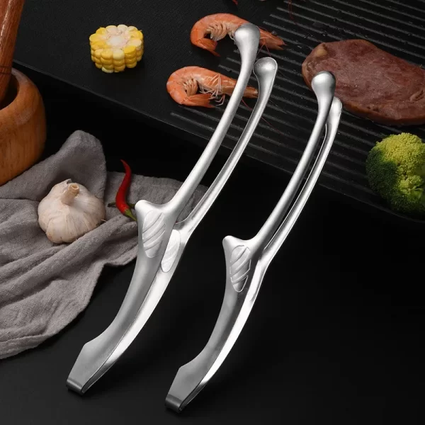 BBQ Food Tongs Korean Barbecue Clips Stainless Steel Grill Cooking Chief Tong Kitchen Bread Baking Outdoor Grilling Steak Clamp - Image 3