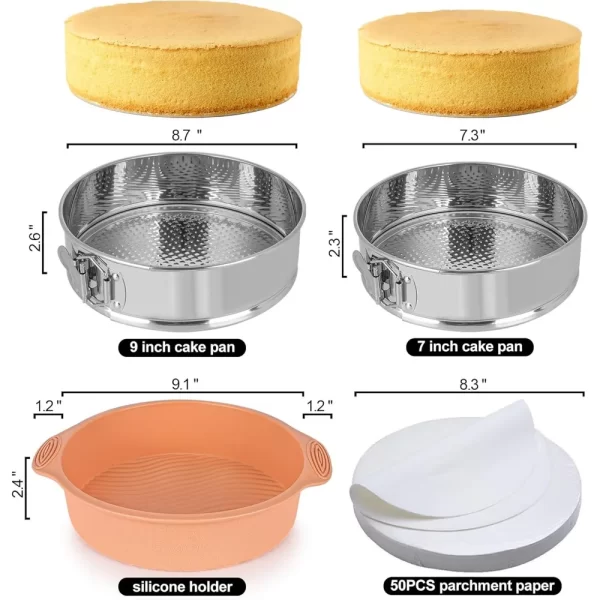 7 Inch & 9 Inch Nonstick Cheesecake Pan Springform Pan Sets for Baking, 304 Stainless Steel Round Cake Pans - Image 4