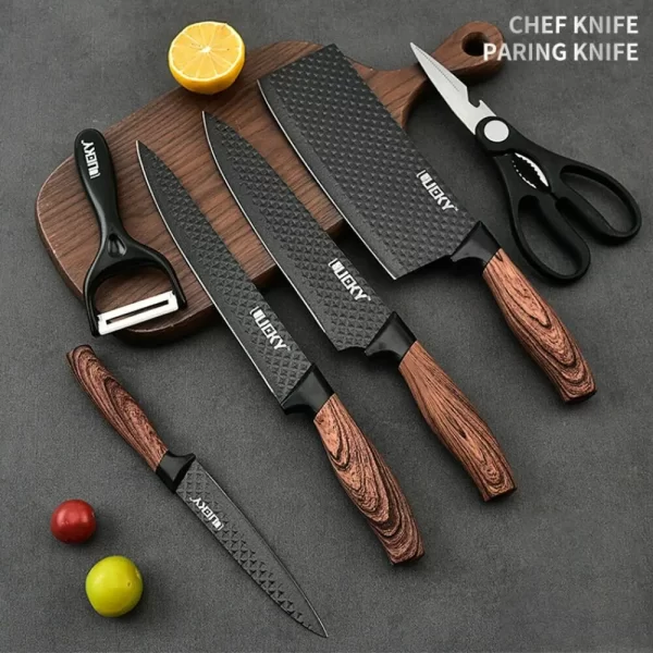 6pcs Knives Kitchen Knives 5 7 8 inch Paring Utility Slicing Chef Set+Peeler High Quality Stain Steel Cooking Tool - Image 3