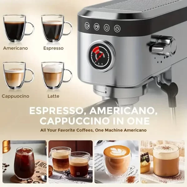 SEJOY Semi-Automatic Espresso Machines, Professional Espresso Machine with Milk Foam, Stainless Steel Expressions Machine - Image 6