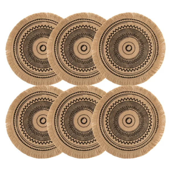 Set of 6 Boho Round Placemats Kitchen Plate Mats Runners for Dining Table Mandala Bohemian Burlap Circle Placemats 15 Inch - Image 10