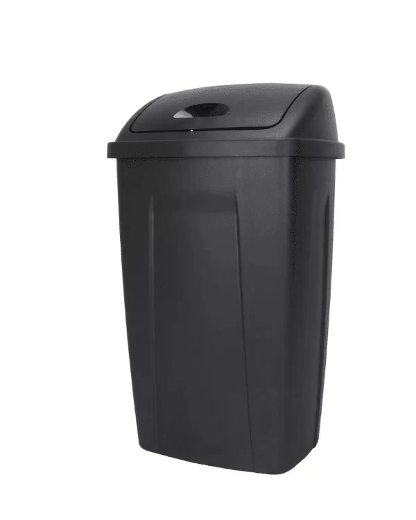 13 Gallon Trash Can, Plastic Swing Top Kitchen Garbage Trash Can, Black, Perfect for the kitchen Waste Bins