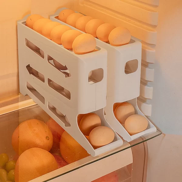 Four-Layer Refrigerator Egg Rack,Space-Saving Egg Storage Box,Durable Large Capacity Egg Organizer for Kitchen Cabinet or Fridge - Image 2