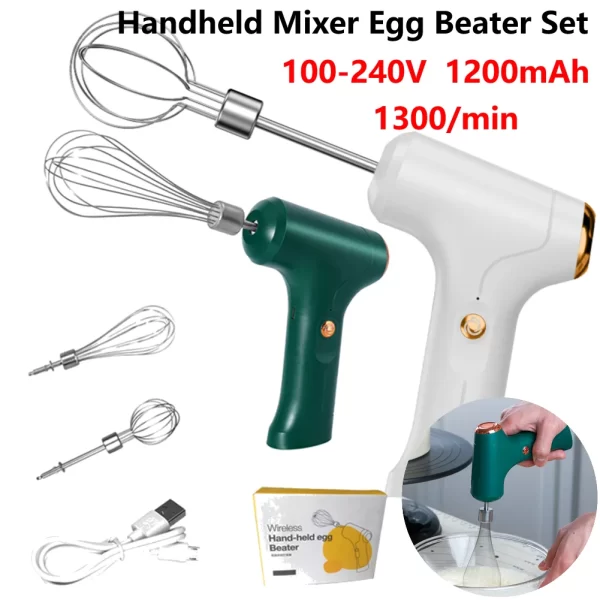 Electric Mixer Mini Electric Whisk with One-Touch Speed Control Stainless Steel Egg Whisk for Kitchen for Baking & Cooking Tools