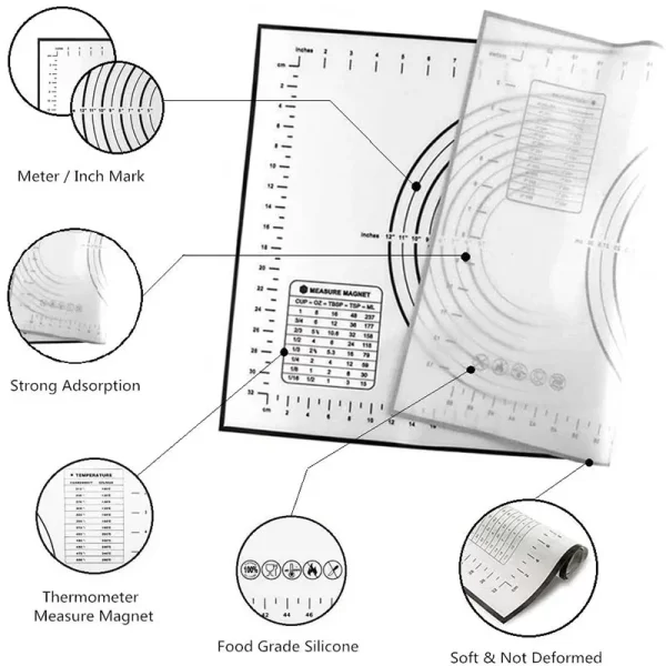 Silicone Baking Mat Kneading Pad Dough Mat Pizza on-Stick Gadgets Bakeware Pastry Mat - Image 6