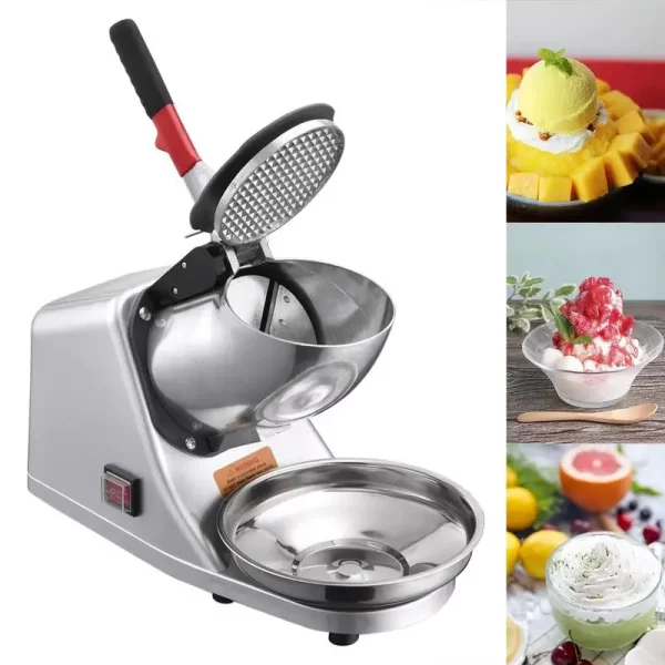 Electric Ice Crusher Machine with Dual Blades 2200RPM Ice Shaver with Cover and Bowl Electric Snow Cone Maker for Shaved Ice - Image 4