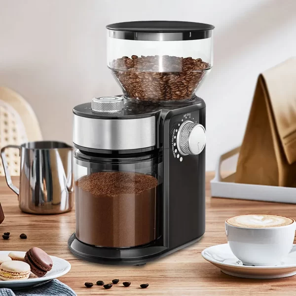 Electric Burr Coffee Grinder Adjustable Burr Mill Automatic Coffee Grinder for Espresso French Press Drip Coffee Bean Grinding