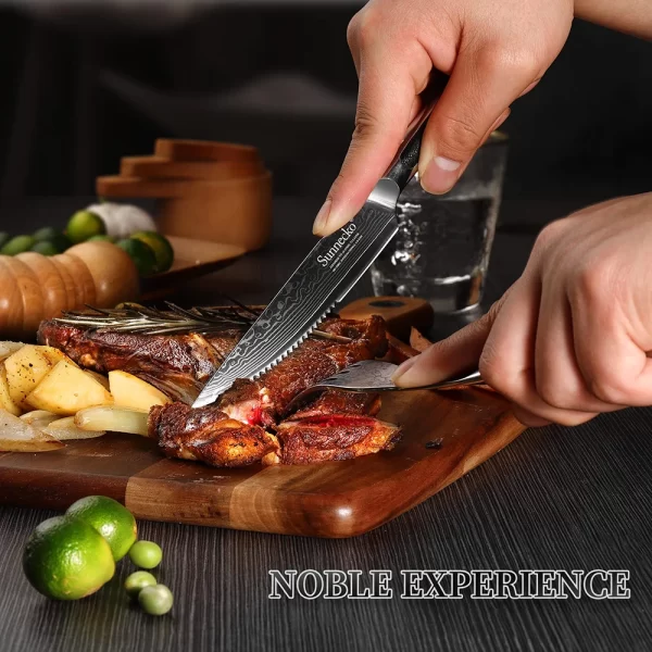 Sunnecko Damascus Steak Knives 4Pcs Set VG10 Core Blade Cut Utility Table Meat Kitchen Knife Slicer Cutlery  Tools G10 Handle - Image 2