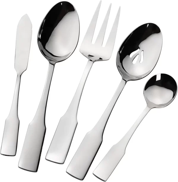 NEW 65-Piece Silverware Set with Utensil-Serving Set, Service for 12, Stainless Steel Flatware Set, Mirror Polished Cutlery Set - Image 3