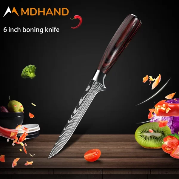 Kitchen Knife Set Damascus Pattern Stanless Steel  Japanese Santoku Knife Cleaver Slicing Utility Knife - Image 21