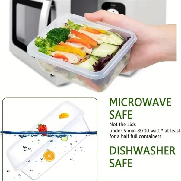 10 Pieces BPA-Free Reusable Square Kitchen Storage Containers Set - 840ml Microwave & Freezer Safe, Dishwasher Friendly Lunch Bo - Image 4