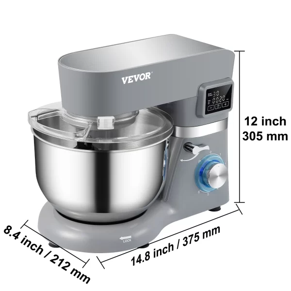 VEVOR 5.5/7L Electric Stand Mixer with 6 Speeds LCD Screen Timing Food Mixer Cream Egg Whisk Whip Dough Kneader With Steel Bowl - Image 8